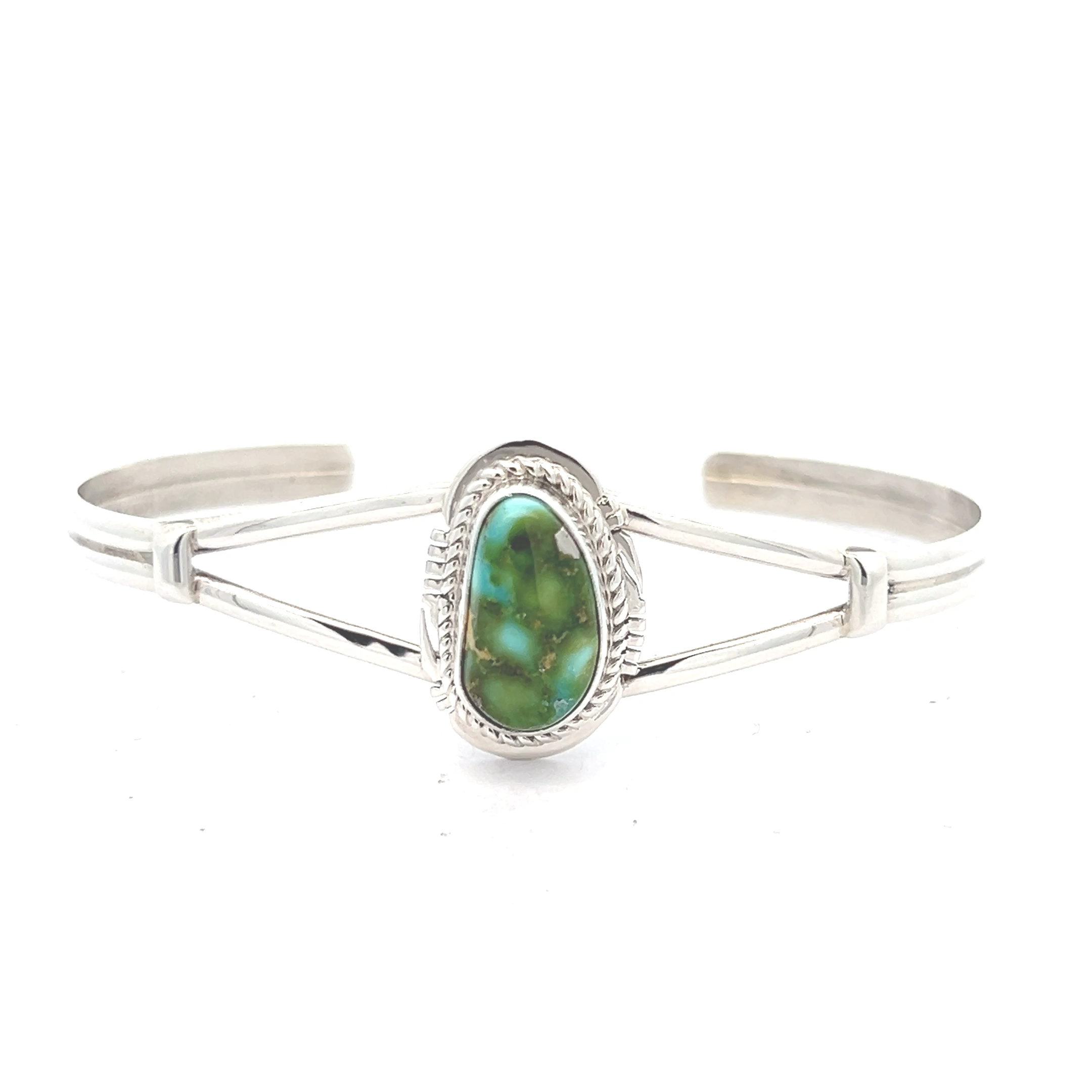 Exceptional Native American Navajo Signed Sonoran Turquoise Sterling Silver Bracelet Exceptional Native American Navajo Signed Sonoran Turquoise Sterling Silver Bracelet