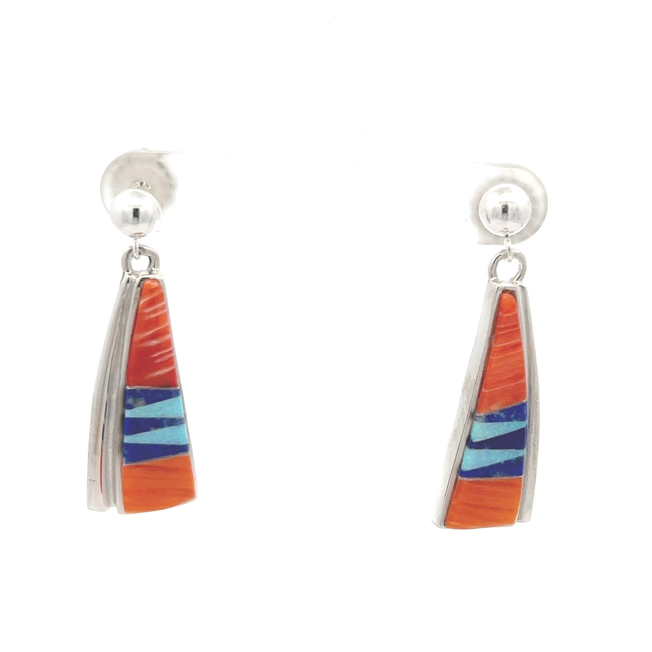 Native American Important Calvin Begay Turquoise Sterling Silver Inlay Necklace Earrings Native American Important Calvin Begay Turquoise Sterling Silver Inlay Necklace Earrings