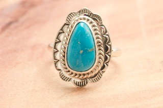 Details about   Navajo Kingman Turquoise & Stamped Sterling Silver Statement Ring 