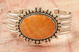 One Of The Most Unique Ever Vintage Native American Navajo Shell Sterling Silver Bracelet
