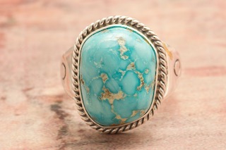 Enchanting Vintage Native American Navajo Battle Mountain Turquoise Sterling Silver Ring Enchanting Vintage Native American Navajo Battle Mountain Turquoise Sterling Silver Ring