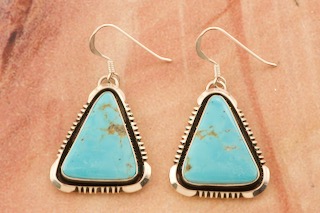 Authentic Native American Navajo Turquoise Sterling Silver Earrings Authentic Native American Navajo Turquoise Sterling Silver Earrings