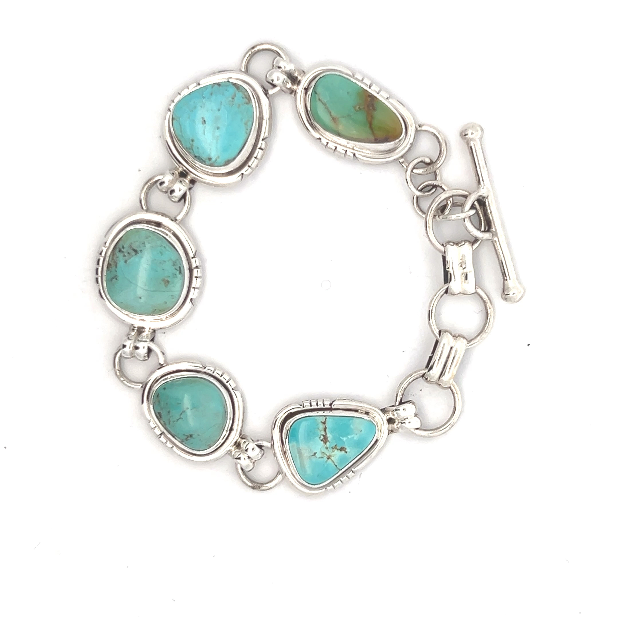 Rare Number 8 Mine Turquoise Native American Navajo Sterling Silver Bracelet