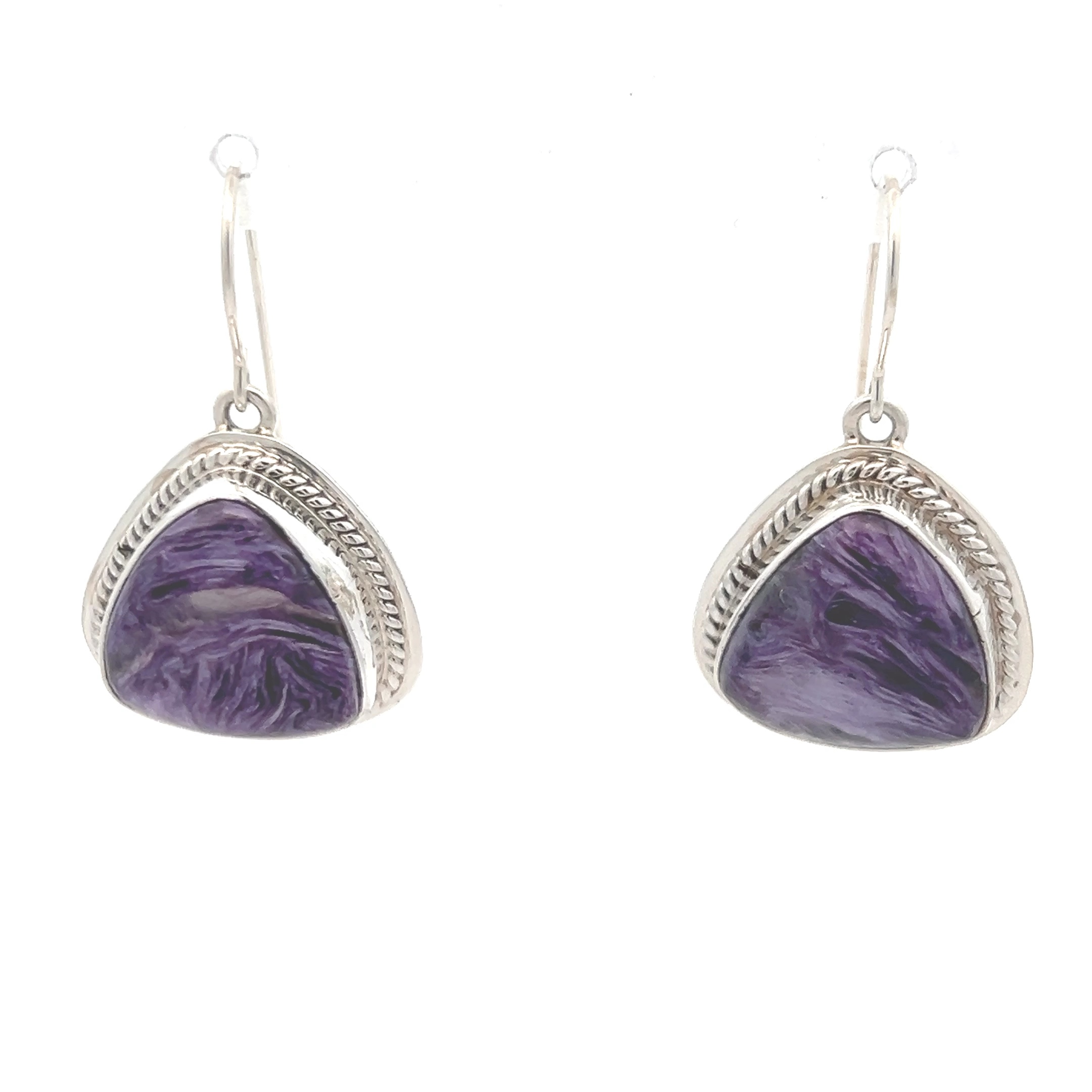 Breathtaking Native American Navajo Charoite Sterling Silver Earrings Breathtaking Native American Navajo Charoite Sterling Silver Earrings