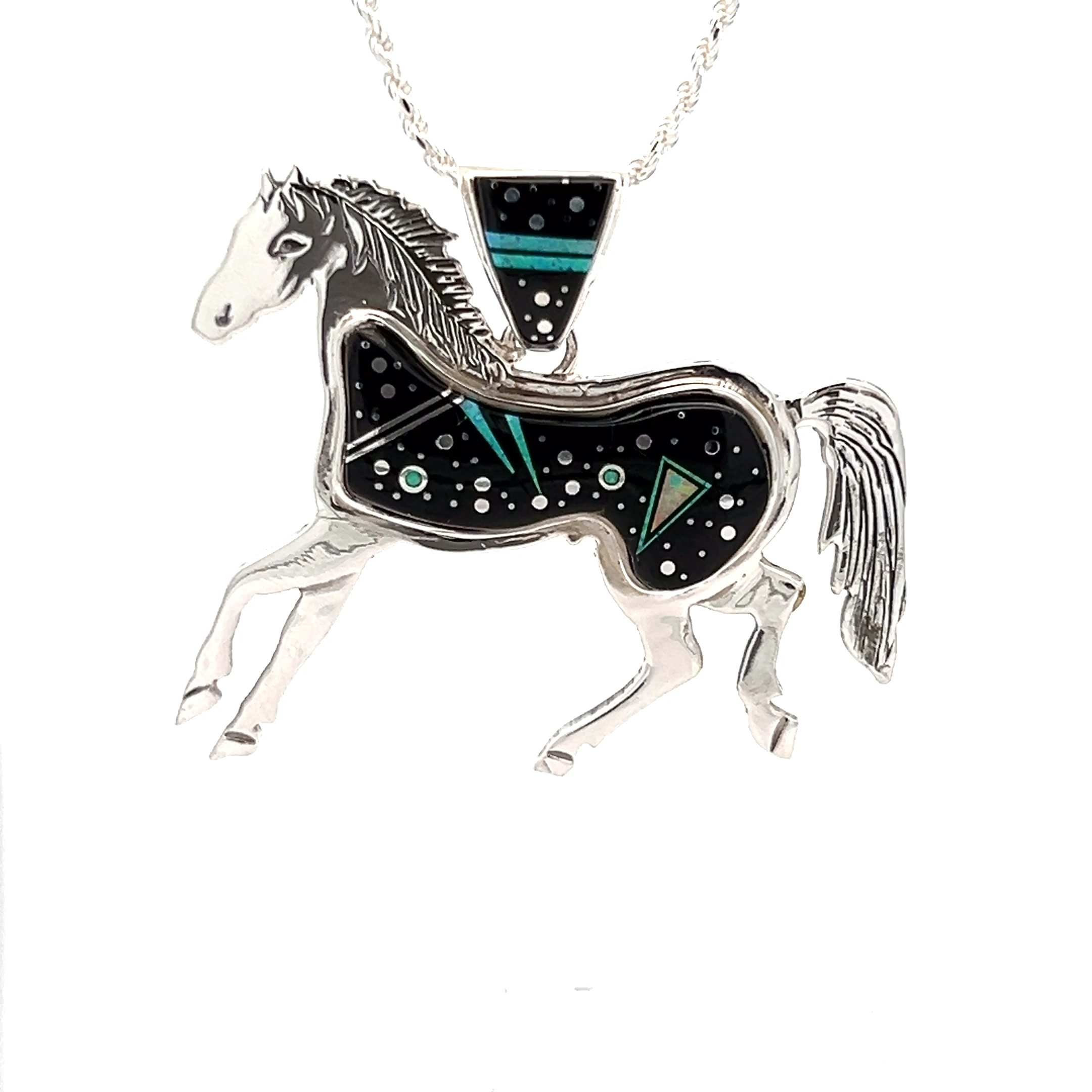 Important Native American Navajo Signed Sterling Silver Horses Earrings