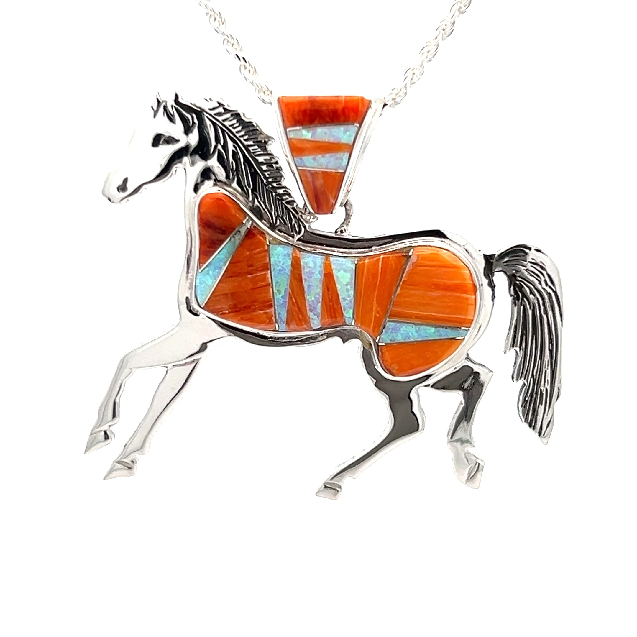 Wonderful Native American Sterling Silver Horse Necklace Pendant