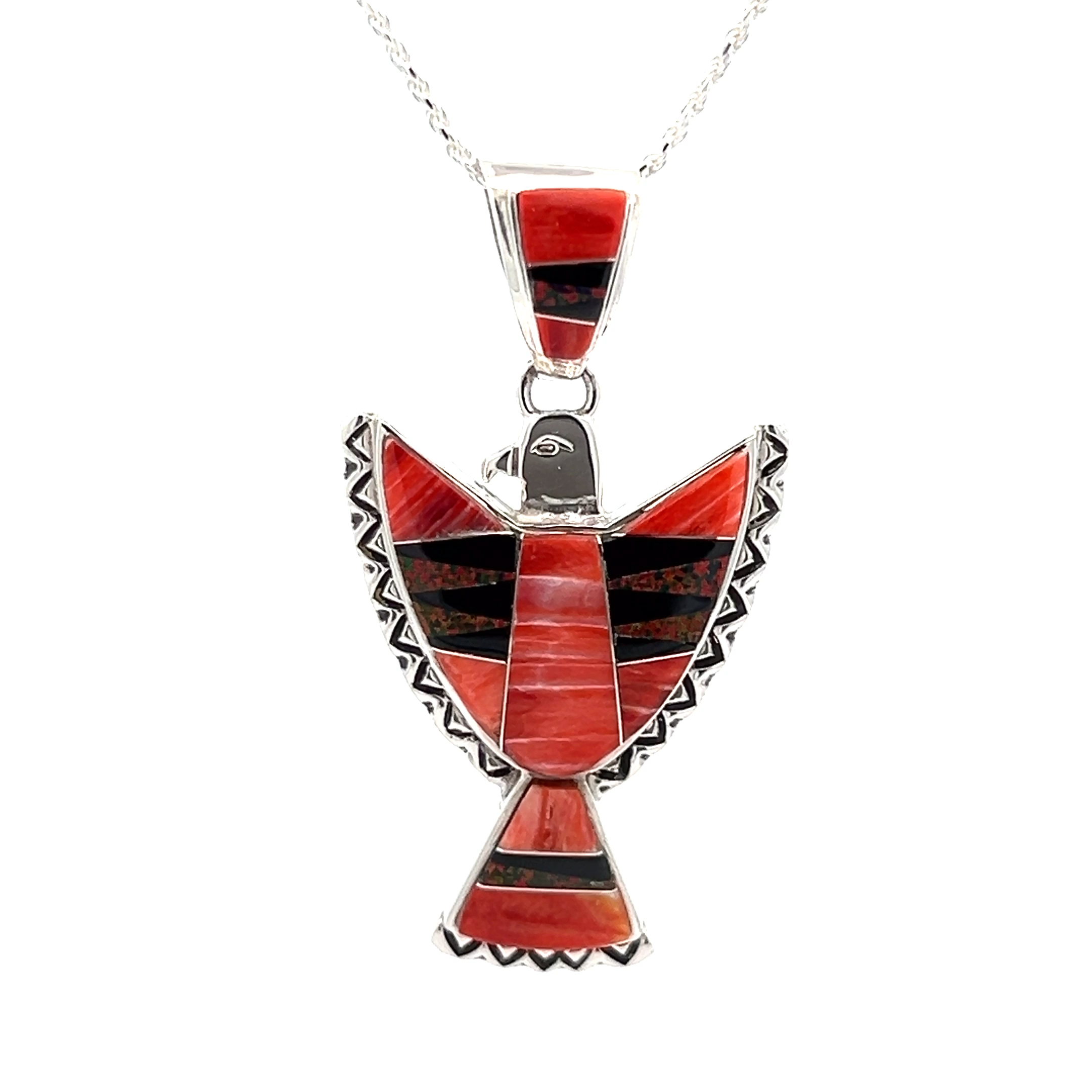 Native American Beautiful Vintage Southwestern Spiny Oyster Sterling Silver Necklace Native American Beautiful Vintage Southwestern Spiny Oyster Sterling Silver Necklace