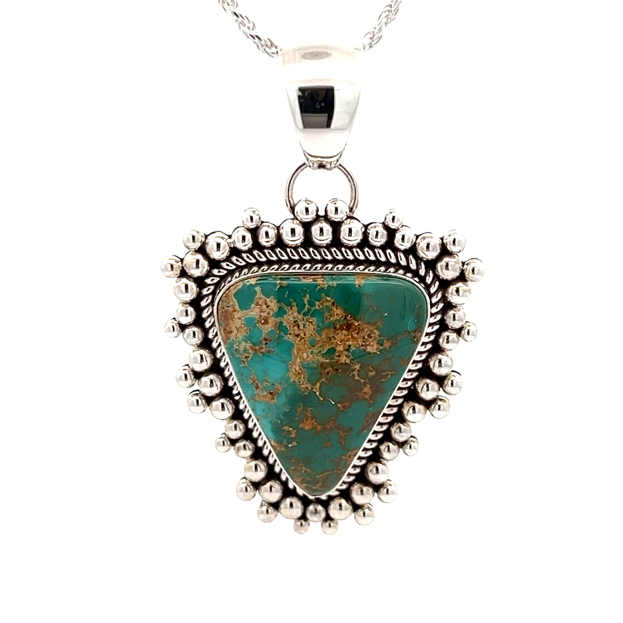 Authentic Native American Navajo Royston Turquoise Sterling Silver Necklace And Earring Set