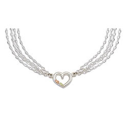 Landstrom's Black Hills Gold Necklace. Beautiful Heart Design Sterling Silver Necklace featuring 12K Gold Leaves. Landstrom's - The Original Black Hills Gold, Since 1878.