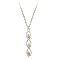 Landstrom's Black Hills Gold Pendant. Sterling Silver Pendant featuring Beautiful 12K Gold Leaves. Free 18