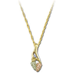 Landstrom's Black Hills Gold Pendant. 10K Gold Pendant featuring Beautiful 12K Gold Leaves and .03TWT Diamond. Free 18