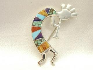 Authentic Native American Jewelry Kokopelli Brooch Created by Navajo Artist Calvin Begay.