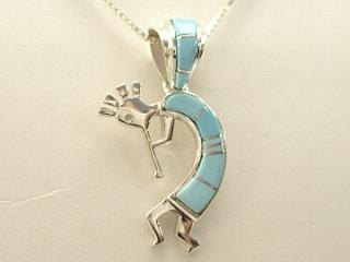 Genuine Sleeping Beauty Turquoise inlaid between ribbons of Sterling Silver. Precision inlay on the Bale and Pendant. Free 18