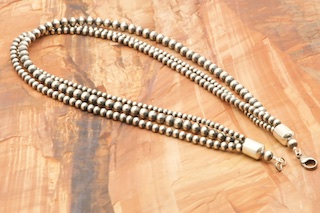 20" Navajo Pearls Sterling Silver 5mm Beads Necklace 