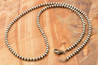 Treasures of the Southwest: 24 Long Navajo Pearls 4mm Beads Sterling  Silver Necklace