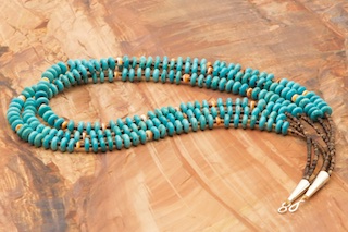 Turquoise Navajo Santo Domingo 1 Strand of Natural Sky Blue Sleeping Beauty Turquoise and Clam Shell Heshi 15