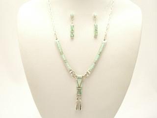 Stunning Fire and Ice Lab Opals inlaid between ribbons of Sterling Silver. This Beautiful Necklace and Earring Set is a one of a kind Set. The photo is of the jewelry you will be receiving.  Necklace and Earrings Set Created by Zuni Artist John Lonjose.