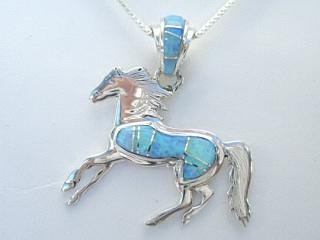 Authentic Native American Jewelry. Fire & Ice Lab Opals inlaid between ribbons of Sterling Silver. Beautiful inlay on the bale and pendant. Free 18