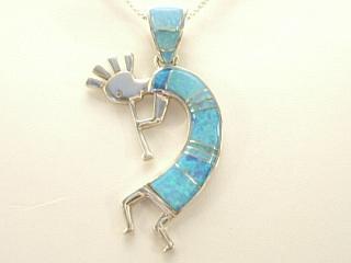 Authentic Native American Jewelry. Fire & Ice Lab Opals inlaid between ribbons of Sterling Silver. Beautiful inlay on the bale and pendant. Free 18