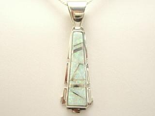 Beautiful Fire & Ice Lab Opals inlaid in Sterling Silver Pendant. Free 18