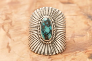 Genuine Turquoise Sterling Silver Navajo Ring