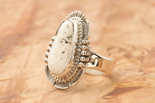 Native American Jewelry White Buffalo Turquoise Sterling Silver