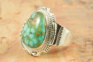 Southwest Elements Sterling Silver Kingman Turquoise Cowboy Boot Ring