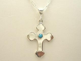 Genuine Sleeping Beauty Turquoise set in Sterling Silver Cross Pendant. The Sleeping Beauty Turquoise mine is located in Gila County, Arizona. Free 18