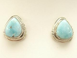 Genuine Morenci Turquoise set in Sterling Silver Post Earrings. This Turquoise is highly sought after for its blue colors and iron pyrite, or 