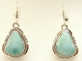 Genuine Morenci Turquoise set in Sterling Silver French Wire Earrings. This Turquoise is highly sought after for its blue colors and iron pyrite, or 