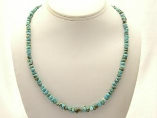 Beautiful Necklace featuring Genuine Number 8 Mine Turquoise Stones. Created by Navajo Artist Petra Vandever. The Number 8 mine is located in Eureka County Nevada. Since 1976 there has been no Number 8 Turquoise mined. There is however, an existing stock pile that Mr. Dowell Ward, the last owner of the Number 8 mine, had stocked away for later sorting. The Turquoise is a collector's item--because once the reserve is gone there will be no more material released onto the market. The Gold Mining Company owns the claim to the Number 8 mine and it has been swallowed up by the gold mining operations. This is some of the last Number 8 Turquoise to be had and will be a great addition to your collection. 