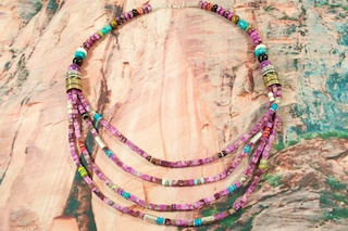 Authentic Native American Jewelry Beautiful Turquoise Necklace by Navajo Artist Tommy Singer.