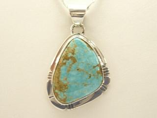 Genuine Number 8 Mine Turquoise Stone set in Sterling Silver Pendant. Free 18
