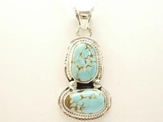 Genuine Number 8 Mine Turquoise Stone set in Sterling Silver Pendant. Free 18