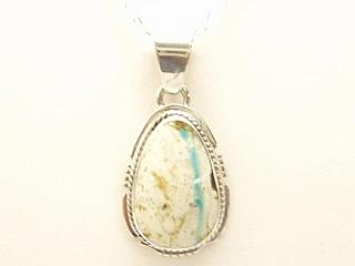 Genuine Boulder Turquoise set in Sterling Silver Pendant. Free 18