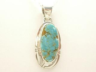 Genuine Number 8 Mine Turquoise Stone set in Sterling Silver Pendant. Free 18
