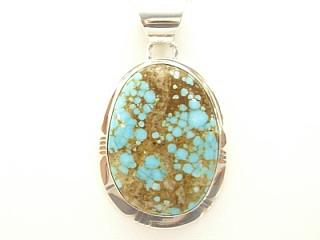 Genuine Number 8 Mine Turquoise Stone set in Sterling Silver Pendant. Free 18