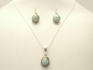 Beautiful Dry Creek Turquoise set in Sterling Silver. Pendant and Earring set with Free 18