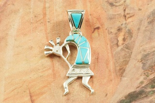 Genuine Sleeping Beauty Turquoise inlaid in Sterling Silver. Precision inlay on the bale and the pendant. Free 18