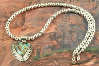 Stunning Pendant and Necklace Set featuring Genuine Candelaria Boulder Turquoise set in Sterling Silver Pendant on an 18