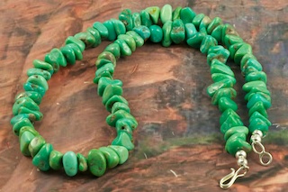 Beautiful Necklace featuring Genuine Kingman Turquoise. Sterling Silver Beads and Clasp. Created by Navajo Artist Petra Vandever.