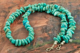 Beautiful Necklace featuring Genuine Sleeping Beauty Turquoise.  Sterling Silver Beads and Clasp. Created by Navajo Artist Petra Vandever. 