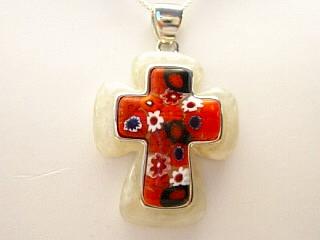 Millefiori Necklace. A beautiful millefiori cross pendant handset in a resin and silver frame. Millacreli combines the beautiful Millefiori patterns with the high-quality Murano art glass and colored resin. Millacreli uses 925 sterling silver with the durable, scratch-resistant colored resin and Millefiori glass to create a unique and colorful jewelry.