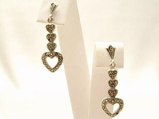 Nickel-free Sterling Silver, Marcasite Heart Earrings. Treasures of the Southwest.com guarantees that our Sterling Silver Jewelry is 925 Sterling or above.