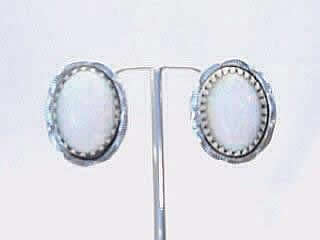 Beautiful Fire & Ice Lab Opals set in Sterling Silver Post Earrings. Navajo Made.