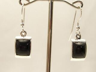 Genuine Onyx set in Sterling Silver Earrings. Navajo Made