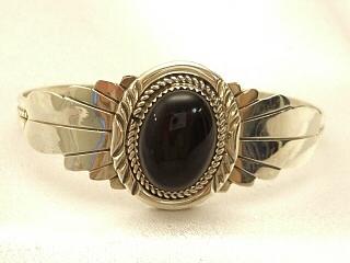 Genuine Black Onyx set in Sterling Silver Bracelet. Created by Navajo Artist Brenda Etsitty. Signed B.