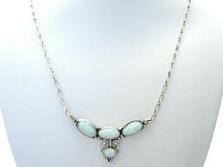 Beatiful Fire & Ice Lab Opals set in Sterling Silver Necklace. Created by Navajo Artist Larry Yazzie. Signed LMY.
