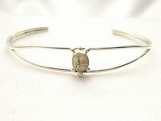 Fire & Ice Lab Opal inlaid in Sterling Silver Bracelet. Turtle design. Zuni Made.