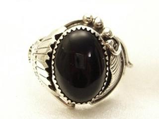 Authentic Native American Jewelry. Genuine Black Onyx set in Sterling Silver Ring. Navajo Made.